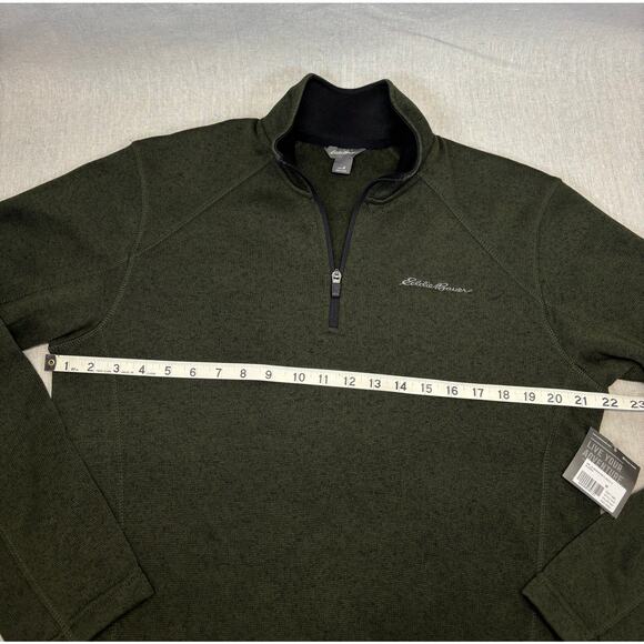 NWT Eddie Bauer Men's Medium quarter-zip Radiator fleece Basil Olive green - Picture 4 of 8